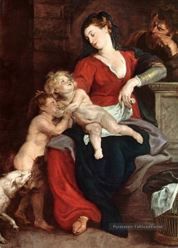 La Sainte Famille avec le panier Baroque Peter Paul Rubens Peintures à l'huile